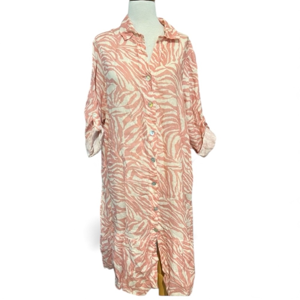 Made in Italy dress 100% linen women’s size XL zebra print pink